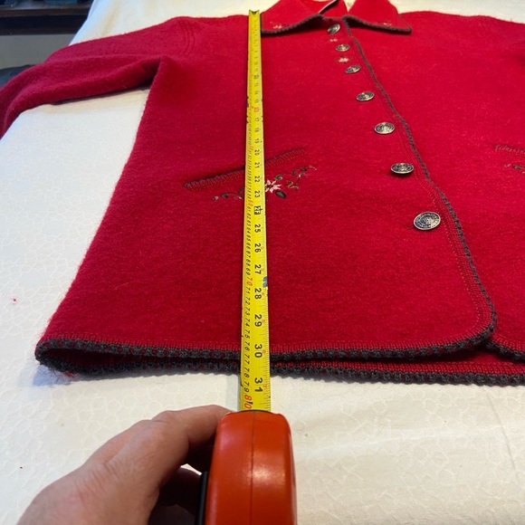 Red Embroidered Button-Up Cardigan - Picture 7 of 12